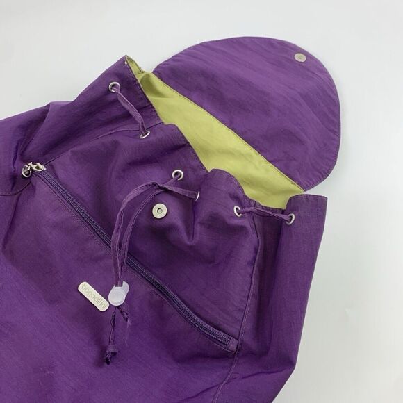 Baggallini Cinch Backpack Purple Nylon Flap Snap Drawstring Adjustable Medium - Picture 10 of 14